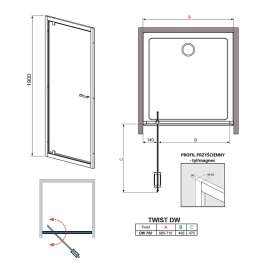 Душевая дверь Radaway Twist DWJ 70 прозрачное стекло